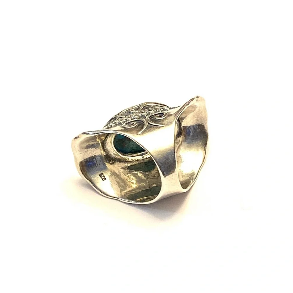 Didae Artisan Silver Ring and Turquoise Stone Ring Shablool Size 7 1/2 - Picture 11 of 13